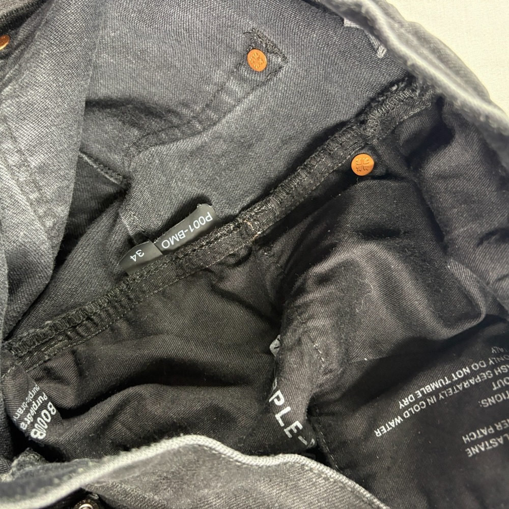 Purple Brand Jeans Mens 34x32 Black P001 Skinny Denim Button Fly - Picture 9 of 15